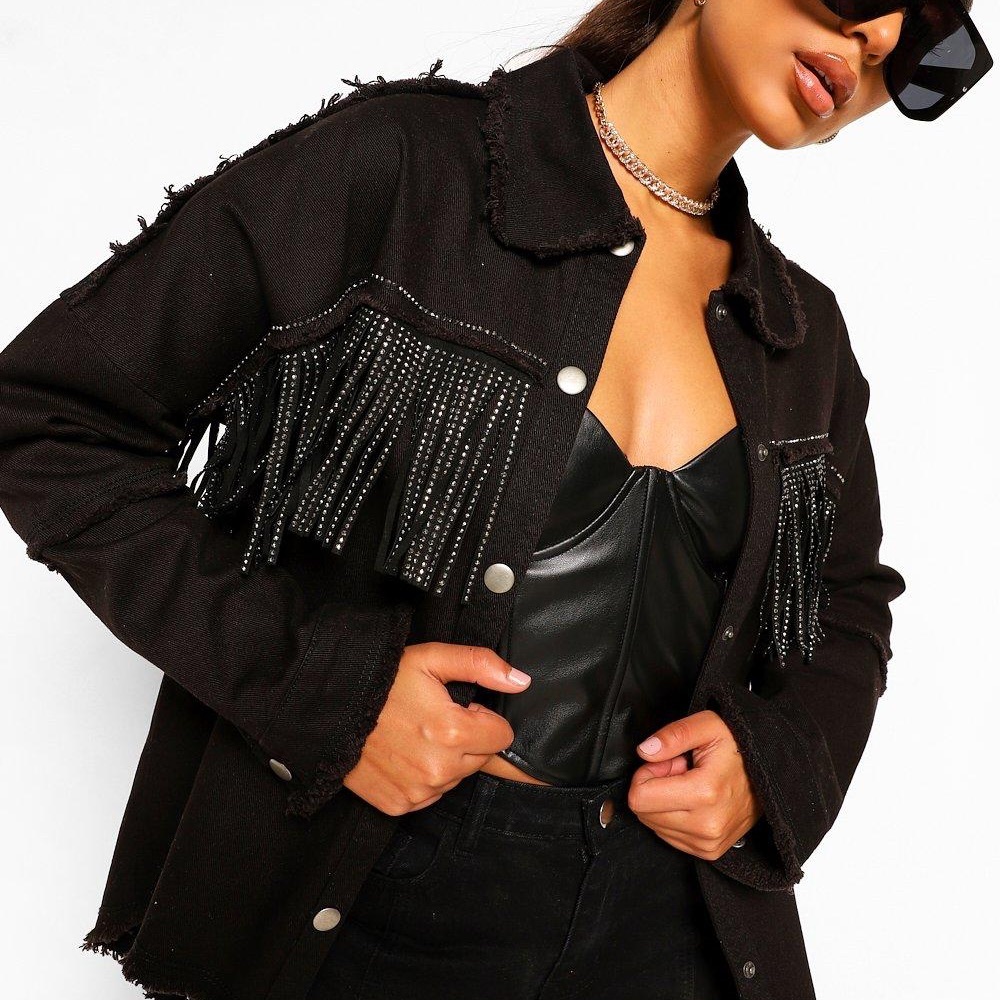 Zara Black Denim Fridge Jacket NWT